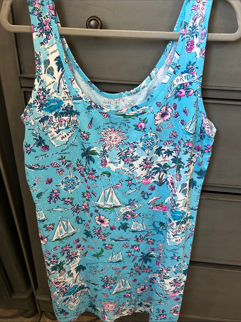 Lilly Pulitzer Turquoise Floral & Nautical Print Tank Dress